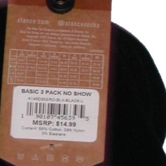 3 Pack - Stance Basic No Show Unisex Socks Men's Large NWT Black - Picture 5 of 6